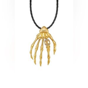 Trendy Gold Tone Skeleton Hand Necklace 💛